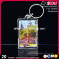 Promotional gift blank transparent rectangular plastic acrylic keychain
